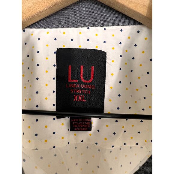 Linea Uomo XXL Stretch White Short Sleeve Polka Dot Shirt - Picture 2 of 4